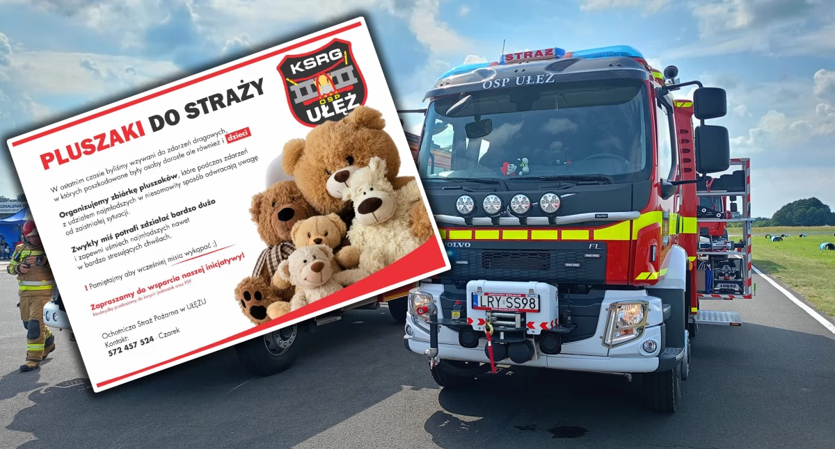 Straż i Policja, Pluszaki straży Ochotnicy Ułęża myślą najmłodszych - zdjęcie, fotografia