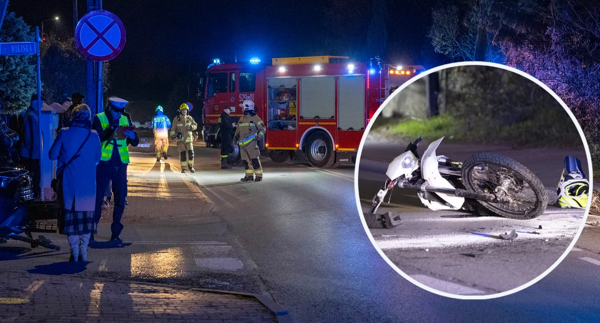 Wypadki Drogowe, Zderzenie motoroweru samochodem Nastolatek trafił szpitala śmigłowcem - zdjęcie, fotografia