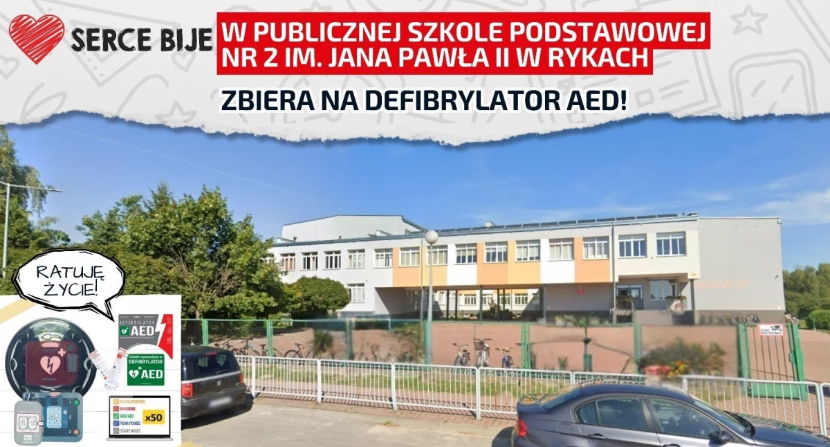 Szkoły i Przedszkola, Defibrylator szkole Rykach anonimowy darczyńca wpłacił ponad tysięcy! - zdjęcie, fotografia