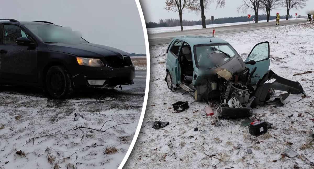 Wypadki Drogowe, Groźny wypadek Jedna osoba przetransportowana szpitala - zdjęcie, fotografia