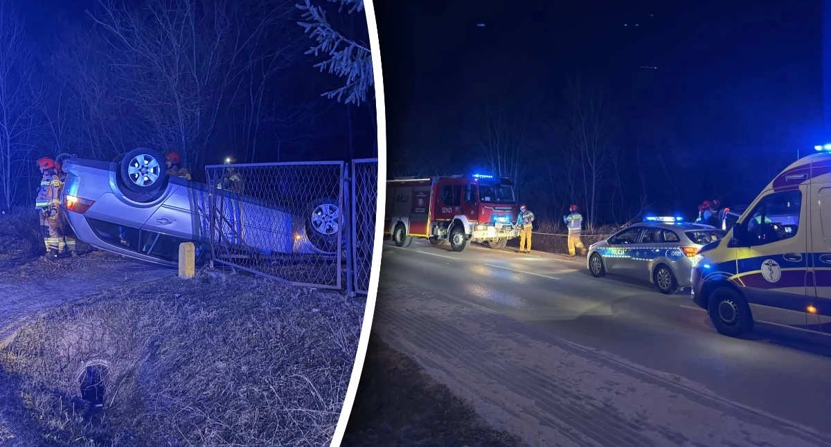Wypadki Drogowe, Najpierw alkohol potem dachowanie! Kierowca miał ponad promile alkoholu - zdjęcie, fotografia