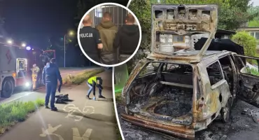 Dęblin: Spalony samochód i bójka z użyciem siekiery, noża i kija bejsbolowego. Poszło o kobietę