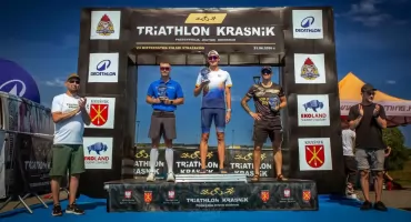 Maciej Brodecki na podium mistrzostw Polski w triathlonie